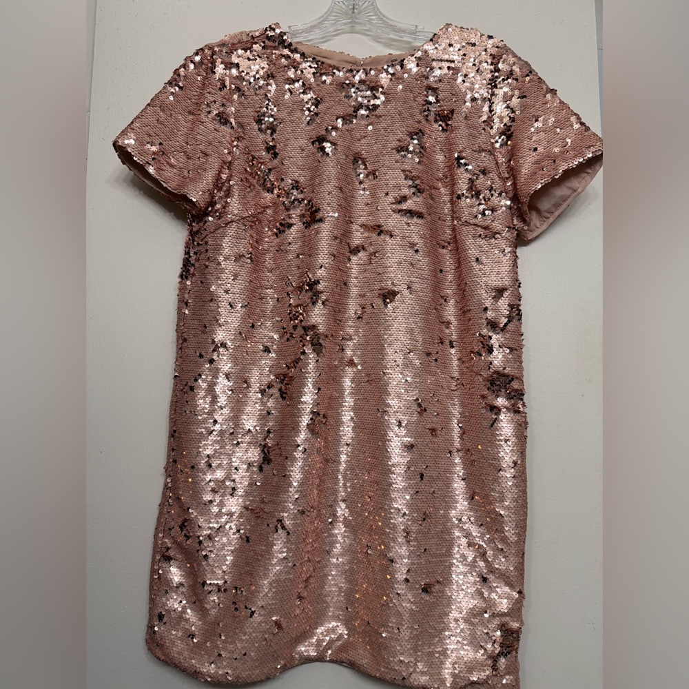 Y2K Vintage Rose Gold Sequin Mini Dress – Size M